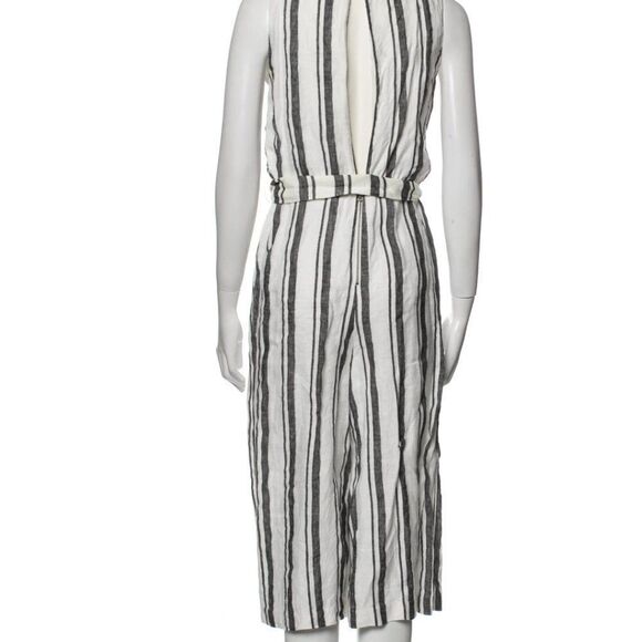 ALICE + OLIVIA Grey and White Striped Women's Scoop Neck Jumpsuit Size: S | US - Picture 4 of 7